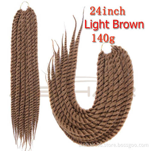 24'' Long Colored Crochet Braid Hair Extension Synthetic Mambo Crochet Twist Hair For Women